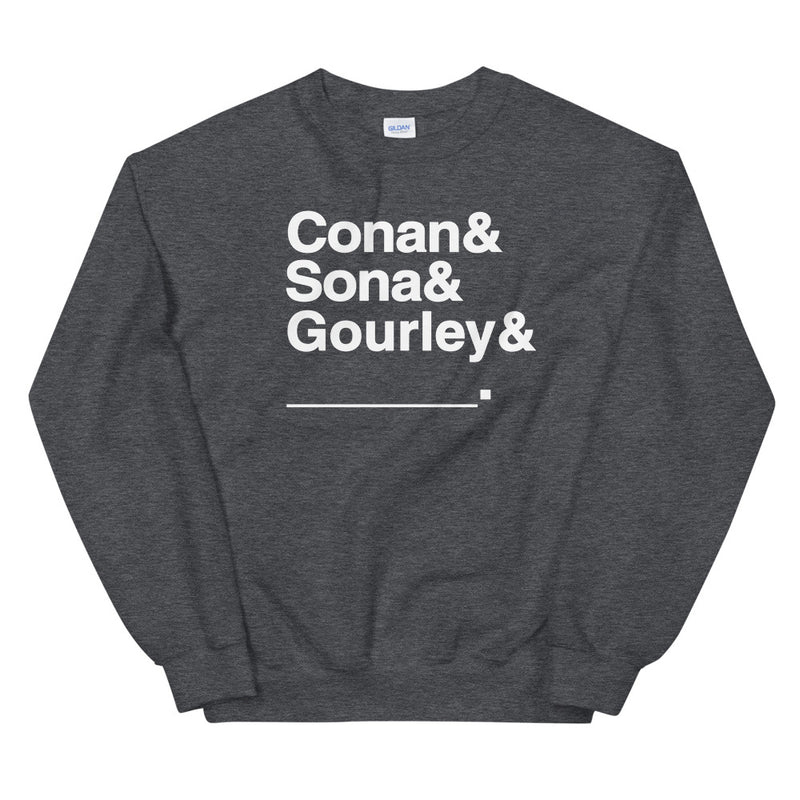 Conan O'Brien Needs A Friend: Conan & Sona & Gourley & You Sweatshirt (Black/Grey/Pink)