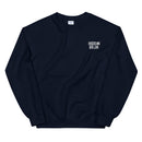 navy sweatshirt with the text 'Hidden Brain' on the front
