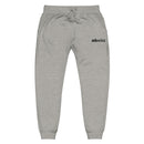 Gray sweatpants with an elastic waistband and the word 'Adswizz' printed in black on the side
