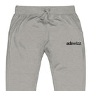 gray sweatpants with drawstring and 'Adswizz' logo on the left hip