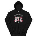 Black hoodie featuring 'Busted Open Pennsylvania Chapter EST. 2009' text in red and white graphics.