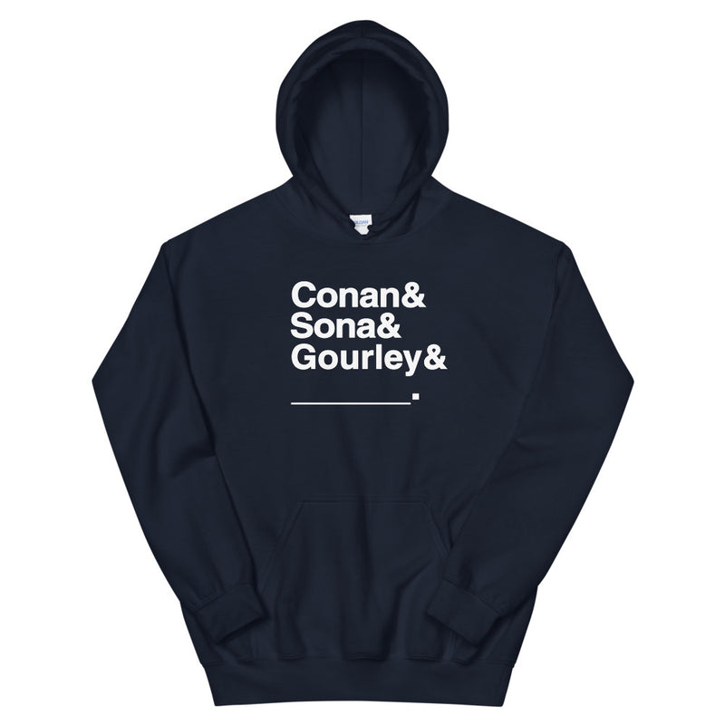 Conan O'Brien Needs A Friend: Conan & Sona & Gourley & You Hoodie (Black/Navy/Dark Grey)