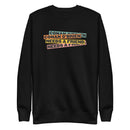 Black sweatshirt with orange, green, and blue stripes and text that reads 'Conan O'Brien Needs A Friend.'