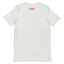 Back view of a light gray t-shirt featuring the text 'CASCATELLI' and 'SPORKFUL' in red on the upper back.