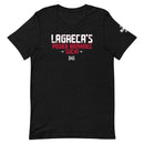 Black t-shirt featuring text 'Lagreca's Power Rankings Suck!' and 'Busted Open' logo.