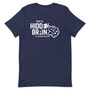 Navy t-shirt featuring the text This is 'Hidden Brain' I'm Shankar Vedantam and an illustration of a brain.