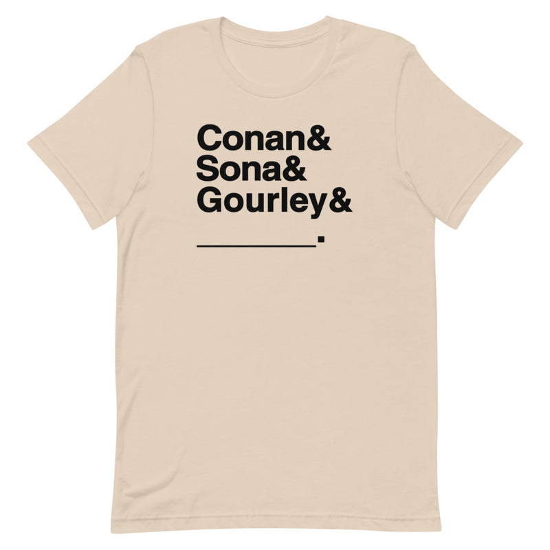 Conan O'Brien Needs A Friend: Conan & Sona & Gourley & You T-shirt (White/Cream)