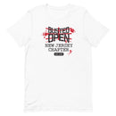 White t-shirt featuring 'Busted Open New Jersey Chapter EST. 2009' text in red and black graphics.