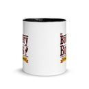 mug featuring the 'Bowery Boys' logo with text celebrating 15 years in a white and black color scheme. View opposite handle. 