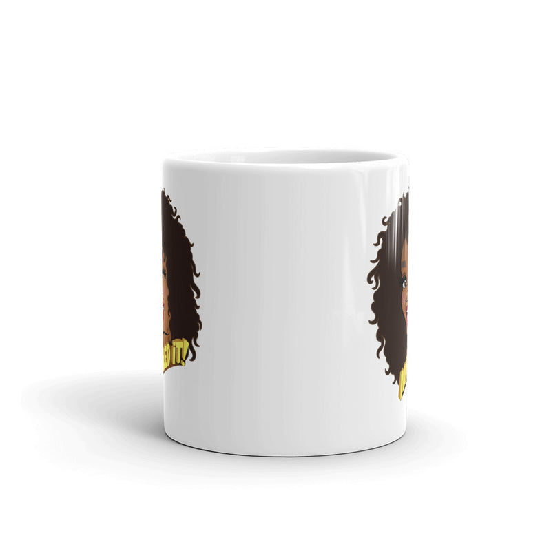 Side view of illustrated mug partially featuring front and back designs.