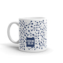 White mug with a blue network pattern and 'Hidden Brain' logo on the front.